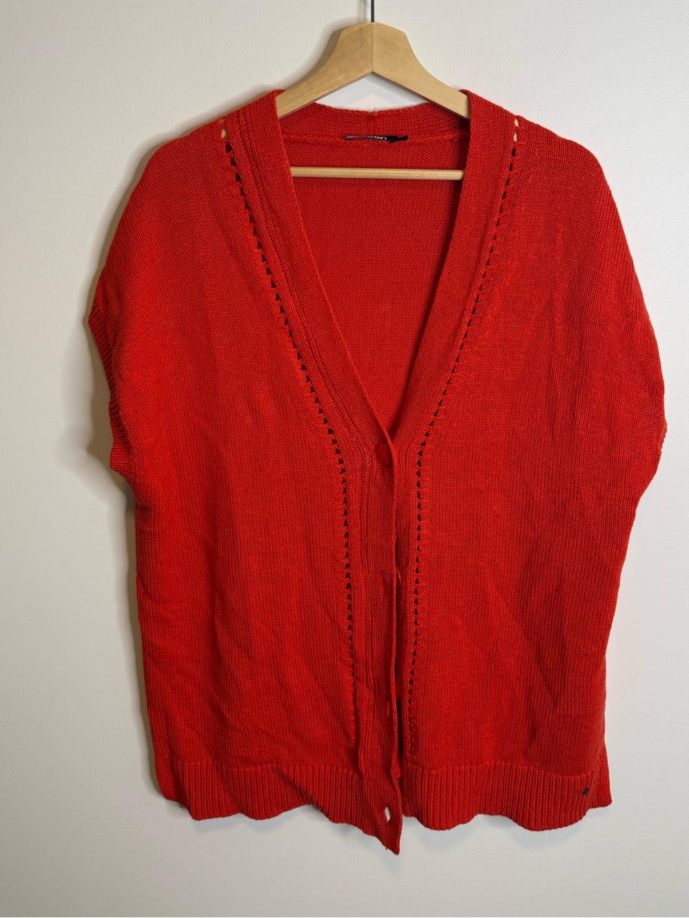 Women’s V-Neck Red Button Cardigan Sweater